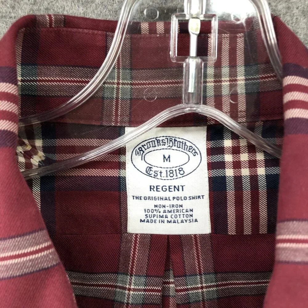 Brooks‎ Brother Regent The Original Polo Shirt Mens M Supima Cotton Red Plaid - Picture 6 of 8